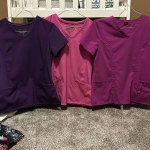 Nursing scrub tops Sz M. Purple label Yoga and Dickies brands.